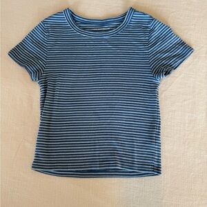 American Eagle Outfitters Navy Striped cropped cotton Tee size medium